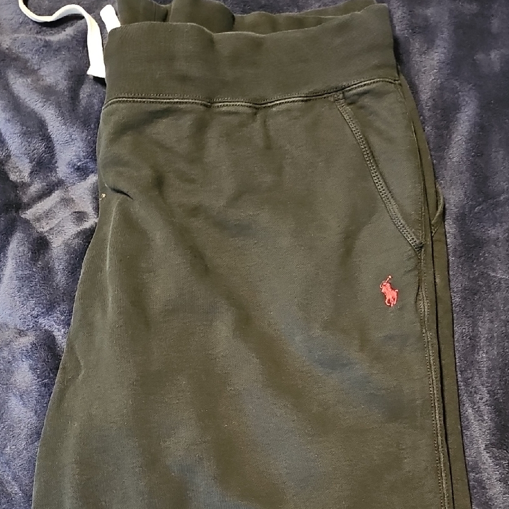 Ralph Lauren Kids Olive Joggers with Red Emblem